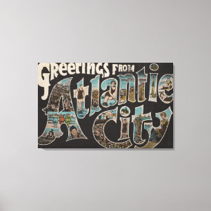 Atlantic City, New Jersey - Large Letter Scenes 3 Canvas Afdruk