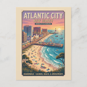 Atlantic City, New Jersey Reisposter Briefkaart