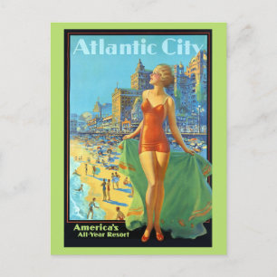  Atlantic City New Jersey Retro Reizen Briefkaart