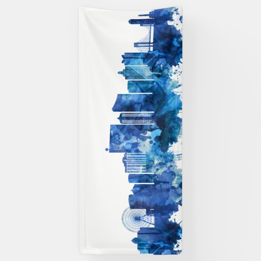 Atlantic City New Jersey Skyline Blue Spandoek (Verticaal)