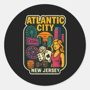 Atlantic City New Jersey Vakantie Casino Gaming Ga Ronde Sticker