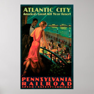 Atlantic City New Jersey Vintage Travel Poster