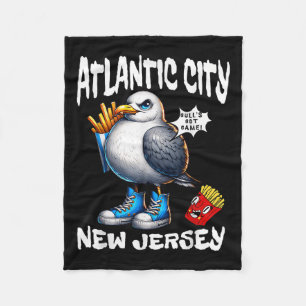Atlantic City New Jersey Zeemeeuw Franse Frieten G Fleece Deken