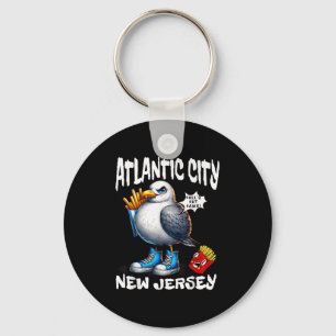 Atlantic City New Jersey Zeemeeuw Franse Frietjes Sleutelhanger