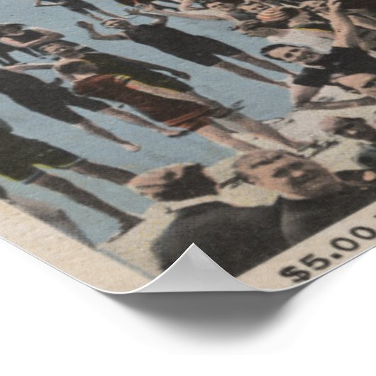 Atlantic City, NJ - Holiday Crowd bij Beach Poster (Hoek)