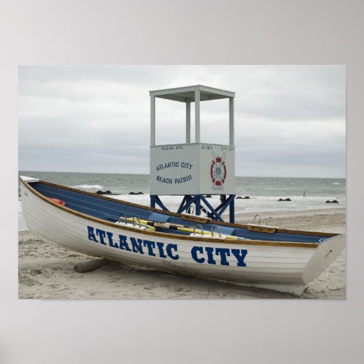Atlantic City, NJ Lifeguard Boat Poster (Voorkant)