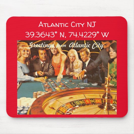 Atlantic City NJ Map Coordinates  Style Muismat (Voorkant)