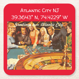 Atlantic City NJ Map Coordinates Style Vierkante Kartonnen Onderzetter