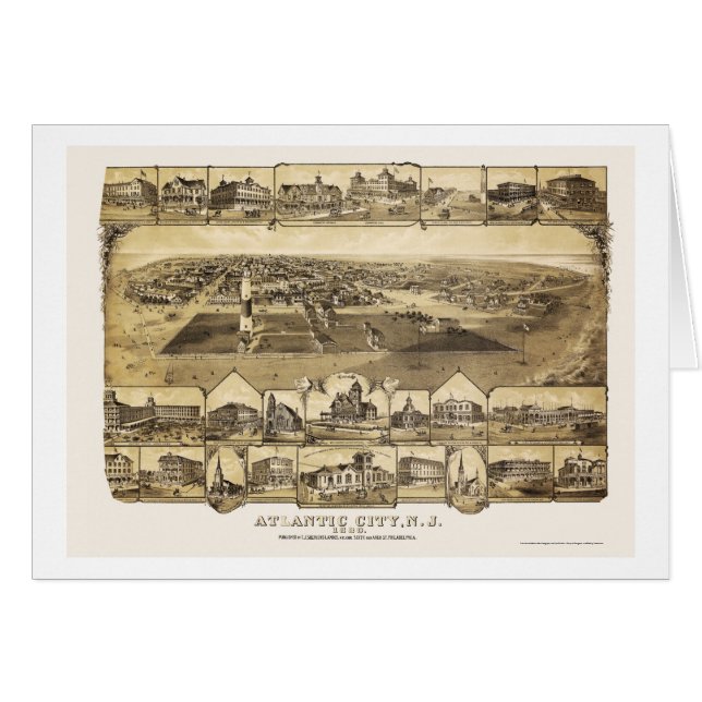 Atlantic City, NJ Panoramic Map - 1880 (Voorkant Horizontaal)