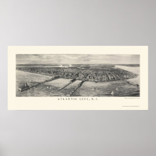 Atlantic City, NJ Panoramic Map - 1905 Poster