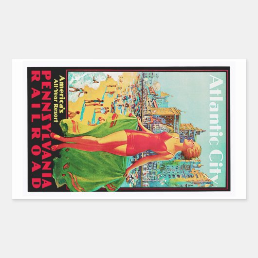 Atlantic City Rechthoekige Sticker (Voorkant)