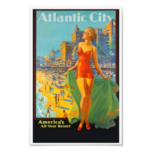 Atlantic City reisposter Foto Afdruk (Voorkant)