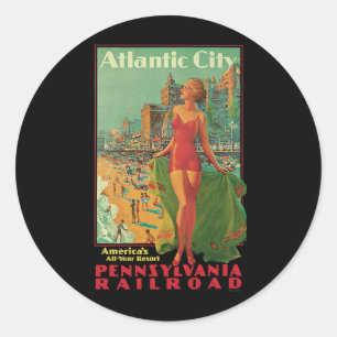 Atlantic City Resort, Pennsylvania Railroad Reis Ronde Sticker