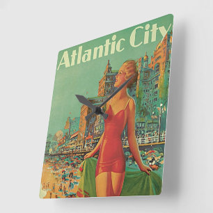 Atlantic City Resort, Pennsylvania Railroad Travel Vierkante Klok
