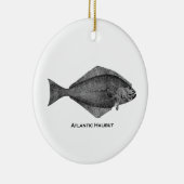 Atlantic Halibut Line Art Keramisch Ornament (Rechts)