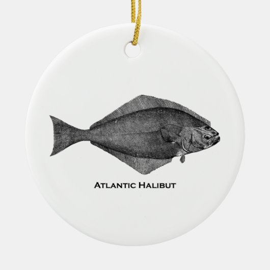 Atlantic Halibut Line Art Keramisch Ornament (Voorkant)