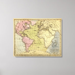 Atlantic Ocean Atlas Map Canvas Afdruk