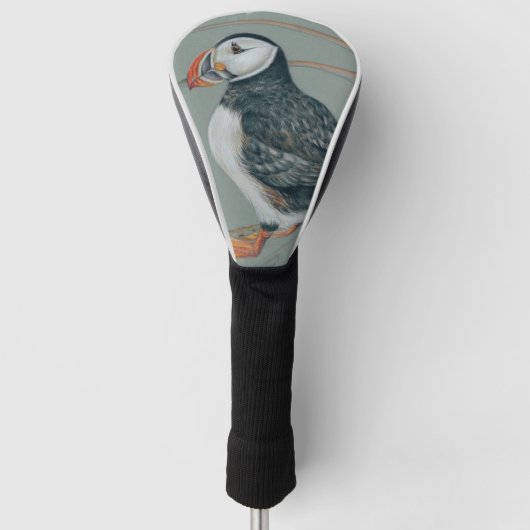 Atlantic Puffin Bird Art Drawing Golfheadcover (Voorkant)