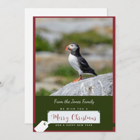 Atlantic Puffin Christmas Kaart (Voorkant / Achterkant)