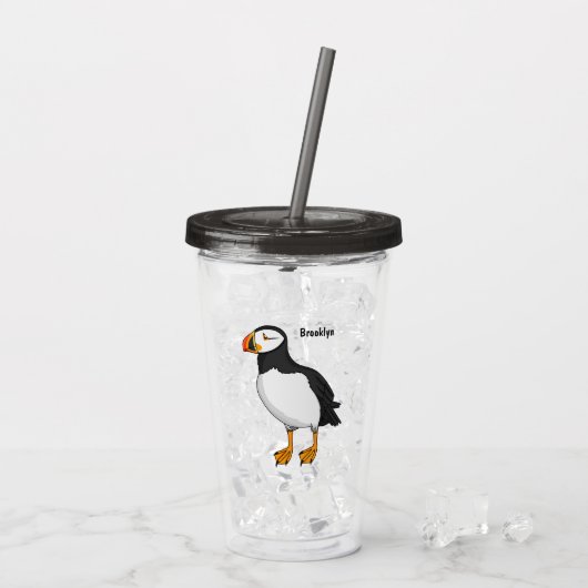 Atlantic puffin-illustratie acryl drinkbeker (Achterkant ijs)