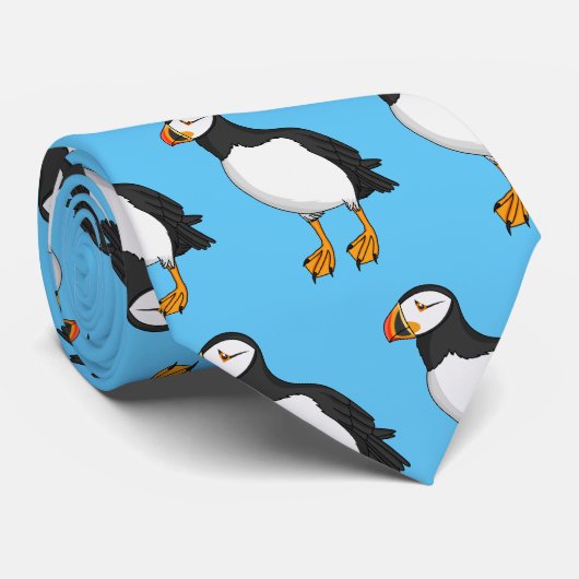 Atlantic puffin-illustratie stropdas (Opgerold)