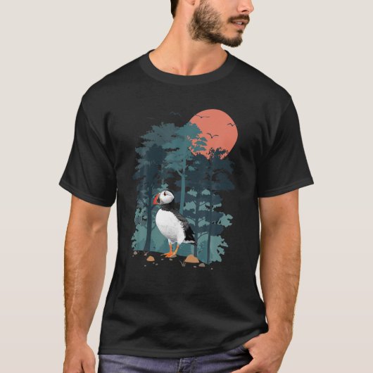 Atlantic Puffin Mountain Sky Flying Ocean Zee-Bird T-shirt (Voorkant)