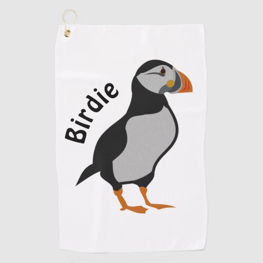 Atlantic Puffin Staande De Succes Birdie Golfhanddoek (Voorkant)
