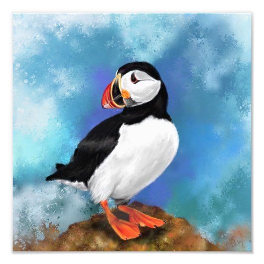 Atlantic Puffin Vogelfotoprint - Schilderij Foto Afdruk (Voorkant)