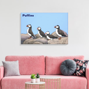Atlantic Puffins Canvas Afdruk