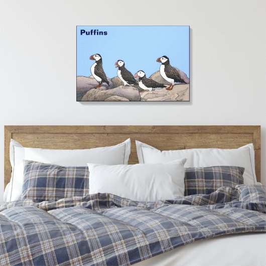 Atlantic Puffins Canvas Afdruk (Insitu (Slaapkamer))