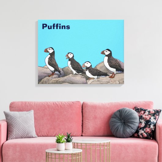 Atlantic Puffins Canvas Afdruk (Insitu (Woonkamer))