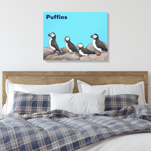 Atlantic Puffins Canvas Afdruk (Insitu (Slaapkamer))