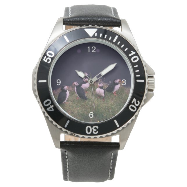 Atlantic Puffins Horloge (Voorkant)