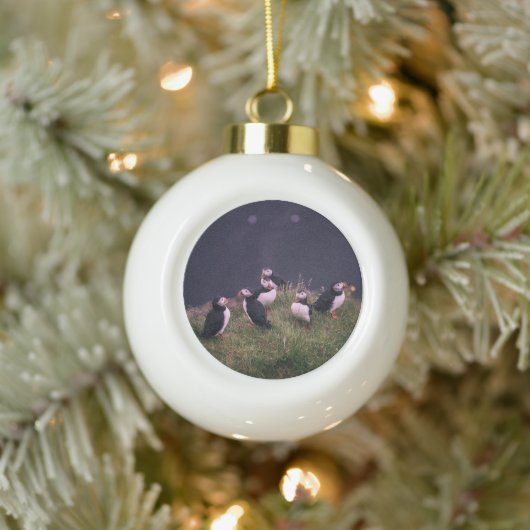 Atlantic Puffins Keramische Bal Ornament (Boom)