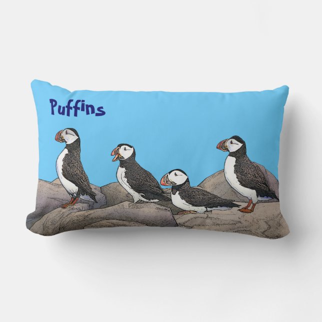 Atlantic Puffins Kussen (Voorkant)