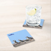 Atlantic Puffins Vierkante Kartonnen Onderzetter (Insitu)