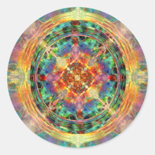 Atlantis geïnspireerde Rainbow Mandala Ronde Sticker