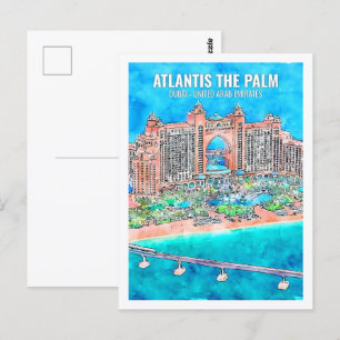 Atlantis The Palm Dubai Travel Place Waterverf Briefkaart