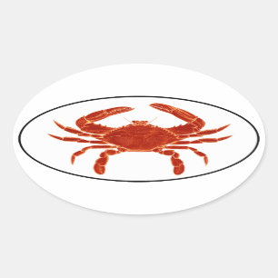 Atlantische blauwe krab euro stijl ovale Sticker L