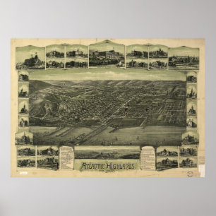 Atlantische Hooglanden NJ-kaart (1894) Poster