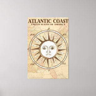 Atlantische kust USA vintage reisposter Canvas Afdruk