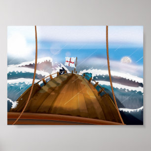 Atlantische Oceaan Storm Schip Poster