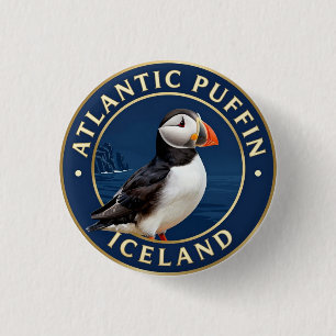 🐧 Atlantische Papegaaiduiker IJslandse Wilde Dier Ronde Button 3,2 Cm