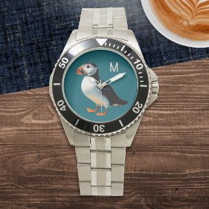 Atlantische Papegaaiduiker Kust Wilde Natuur Zee V Horloge