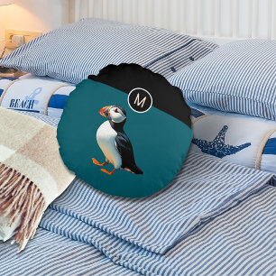 Atlantische Papegaaiduiker Vogel Oceaan Blauw Natu Rond Kussen