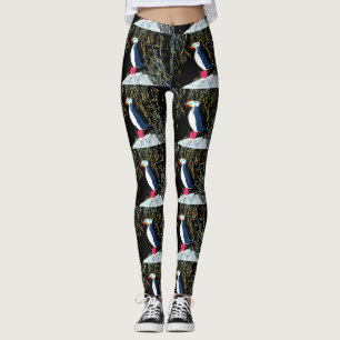 atlantische puffins zwart wit leggings