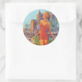  Atlantische stad Afbeelding Ronde Sticker (Tas)