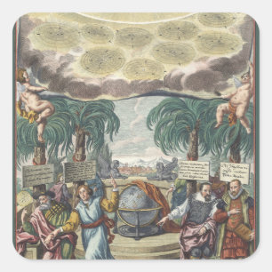 Atlas Coelestis van Doppelmaier,  astronomie Vierkante Sticker