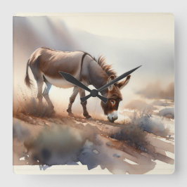 Atlas Donkey AREF409 - Watercolor Vierkante Klok