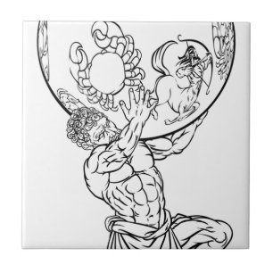Atlas Greek Mythology Illustration Tegeltje